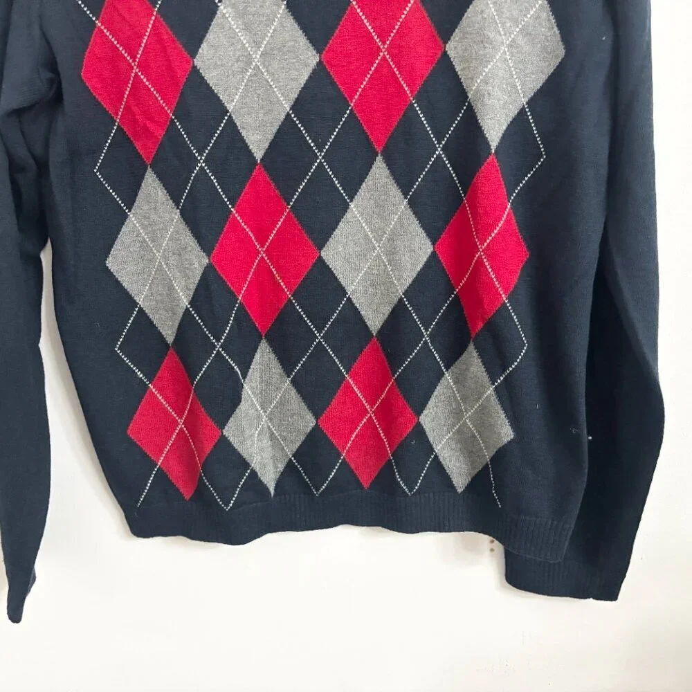 EUC Banana Republic Cashmere & Cottom V Neck Argyle Long Sleeve Sweater - Small
